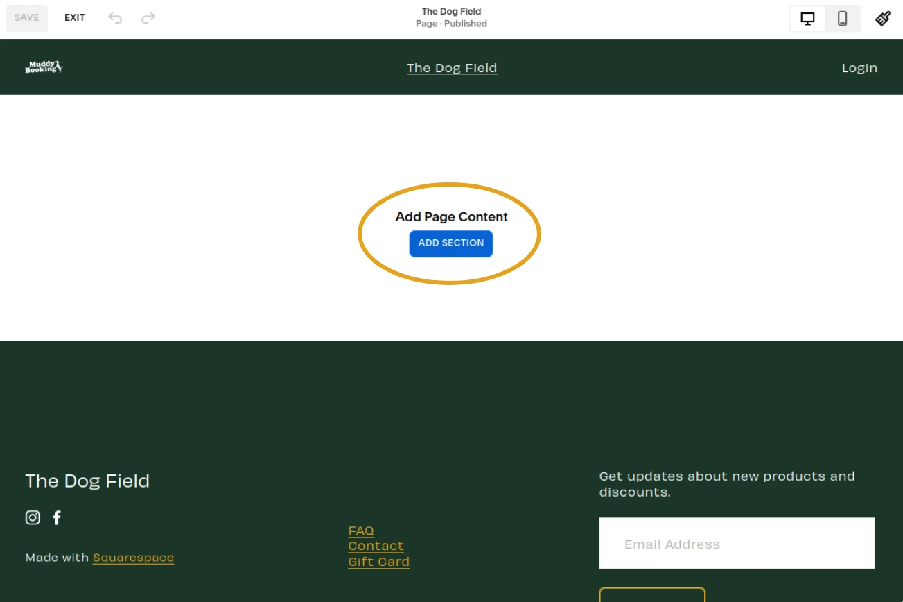 Add squarespace section