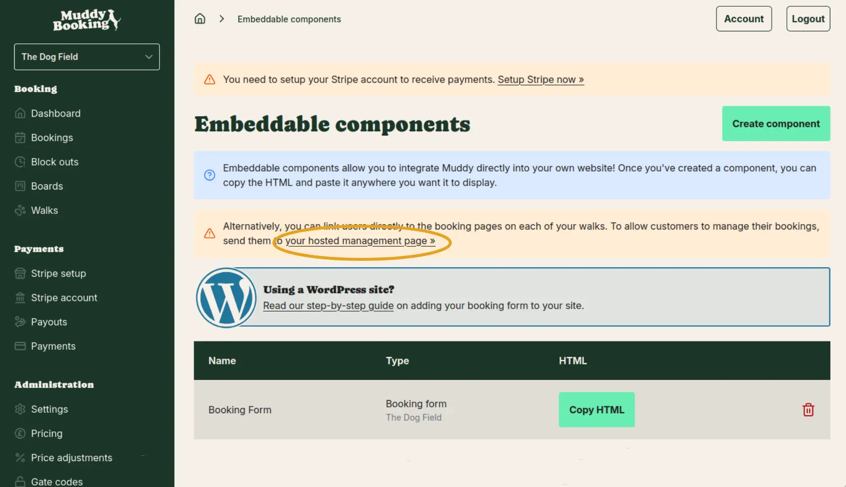Muddy embed codes page